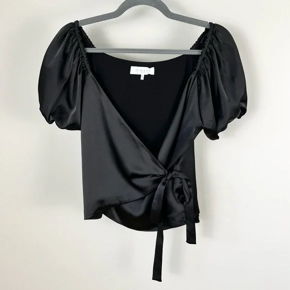 WAYF Faux Wrap Puff Sleeve Blouse - Picture 2 of 11